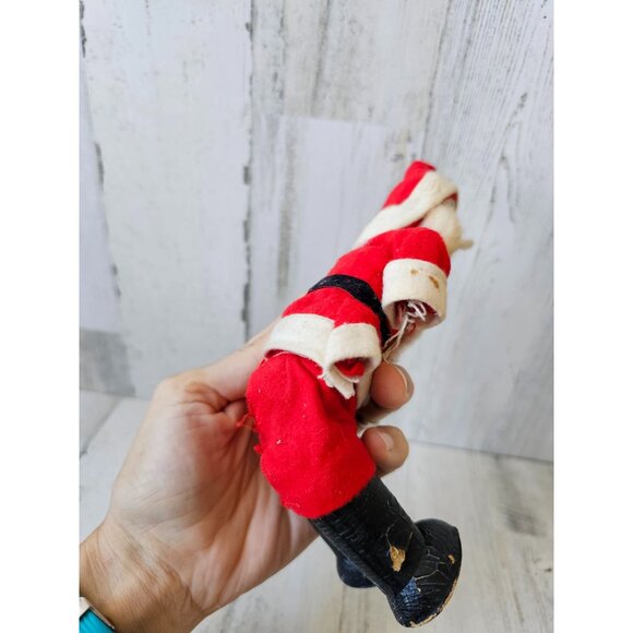 Antique cardboard felt Santa composition metal jointed figurine Xmas tree - Picture 7 of 10